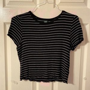 Black and white stripped form fitting t-shirt